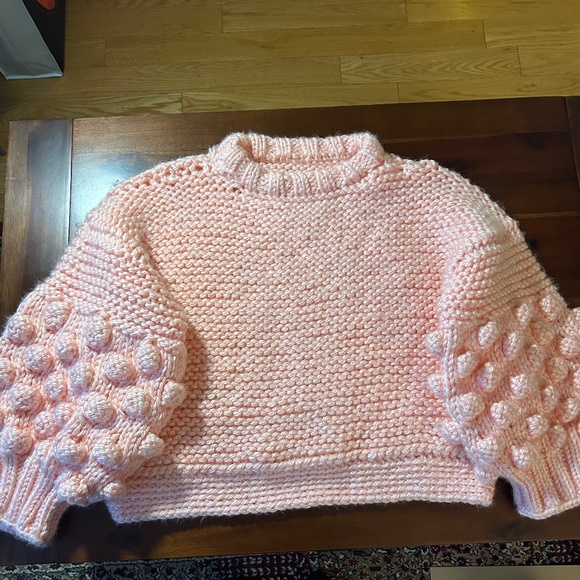 Hand Knit Pink Sweater - Picture 3 of 3